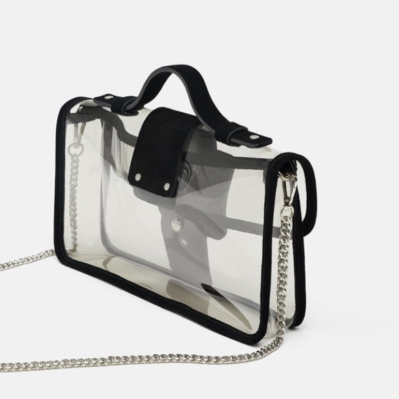 Zara vinyl crossbody bag with leather trim - Picture 3 of 7